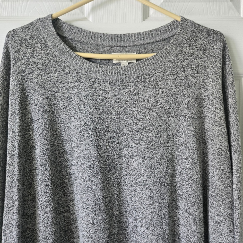 Lucky Brand Womens XXL Gray Space Dye Knit Long Sleeve Pullover Sweater Top